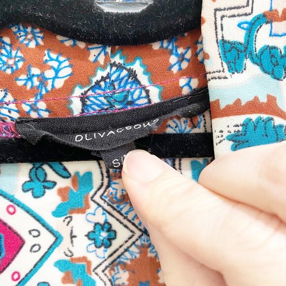 olivaceous printed patterned long open front kimono - Picture 7 of 7